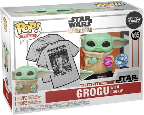 Vista 3 de Funko Pop! & Tee: The Mandalorian - Grogu con galletas - L