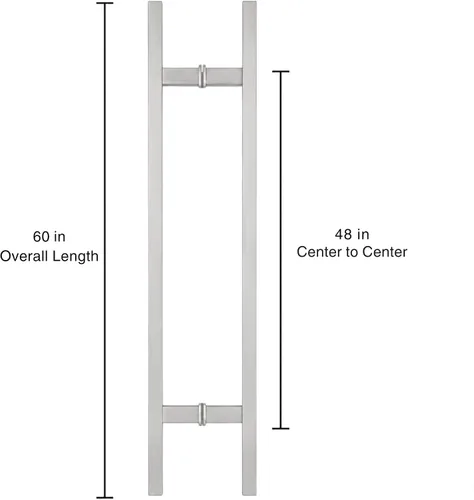 Vista 3 de PRIMA Decorative Hardware 60" Door Pull Handle – Stainless Steel 304 Heavy-Duty Rectangle H-Shape Modern Pull, Back-to-Back Entry Door Handle