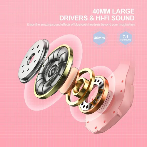 Vista 4 de PHOINIKAS Auriculares para juegos PS5 para PS4, PC, Switch, Q10 Xbox One con sonido estéreo, micrófono desmontable, auriculares inalámbricos