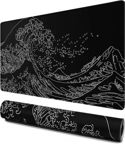 Vista 9 de Alfombrilla de mouse grande extendida para juegos XXL Almohadilla de Negro blanco