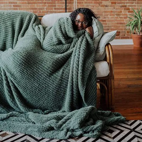 Vista 15 de Big Blanket Co Original Stretch Ballerina - Manta gigante extra grande de 6 x 6 pies, suave, elástica, lavable a máquina, se adapta a toda la familia