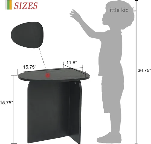 Vista 3 de AWASEN Mesa auxiliar negra, mesa auxiliar triangular pequeña para sala de estar, mesa de acento moderna con tablero único, mesa de noche mini para C