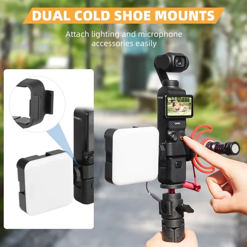 Vista 5 de Bolsillo 3 Mini Vlog Trípode Adaptador de Extensión Doble Cold Shoe Mount Cámara Extensor Marco Escritorio Soporte de Mesa Grip para DJI Osmo Pocket