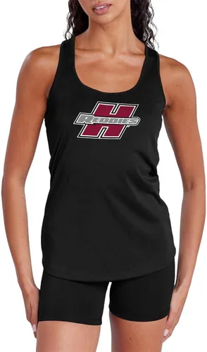 Vista 135 de Camiseta deportiva sin mangas oficial de NCAA Collegiate para mujer, con espalda cruzada, colección con logotipo primario