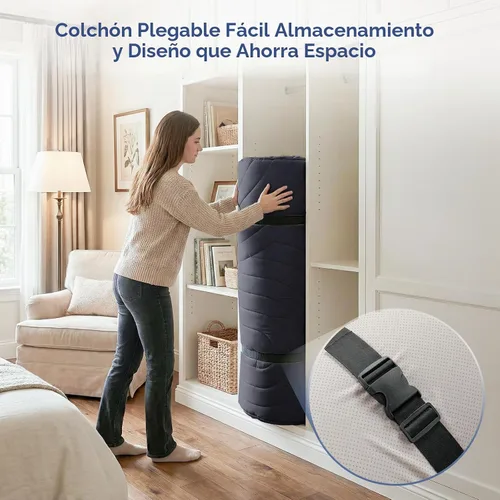 Vista 6 de ZonLi Colchón japonés para piso, colchón futón, tamaño individual, 2.5 pulgadas de grosor Negro