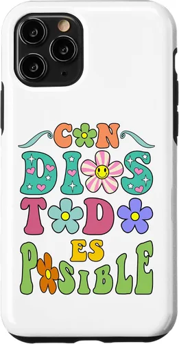 Vista 10 de Funda para iPhone 15 Con Dios Todo es Posible Camisa Cristiana Española para Mujer