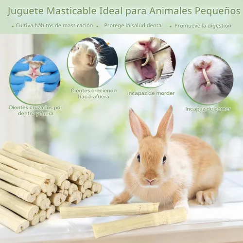 Vista 4 de Palitos de bambú dulces de 10.58 oz para conejos, juguetes para masticar