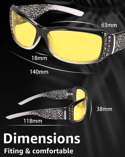 Vista 3 de LVIOE Gafas de sol polarizadas de moda con diamantes de imitación para mujer estilo envolvente con protección UV LS010