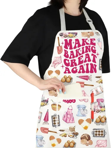 Vista 7 de VAMSII Regalo para amantes de la repostería, delantal para hornear con bolsillos, para cocinar, cocinero, regalo de cocina, delantal
