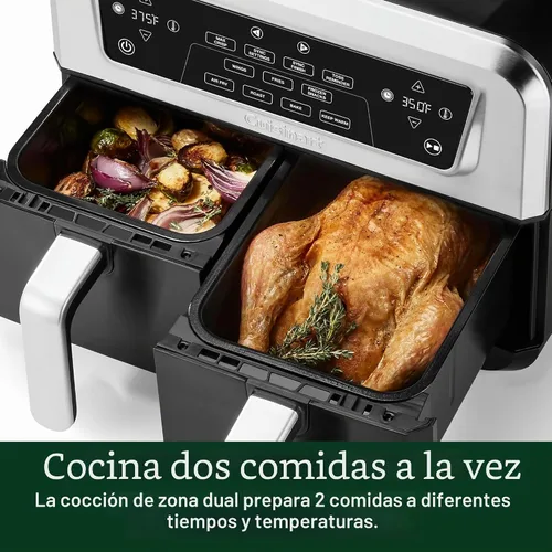 Vista 7 de Cuisinart Freidora de aire de 2 cestas, 2-4.25 QT, total 8.5 QT, 4 funciones: freír al aire, asar, hornear y mantener caliente, características Sync