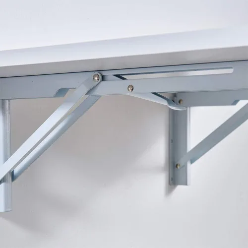 Vista 5 de Mesa plegable de pared para computadora portátil que ahorra espacio, escritorio plegable con marco de metal, mesa de utilidad para oficina y hogar