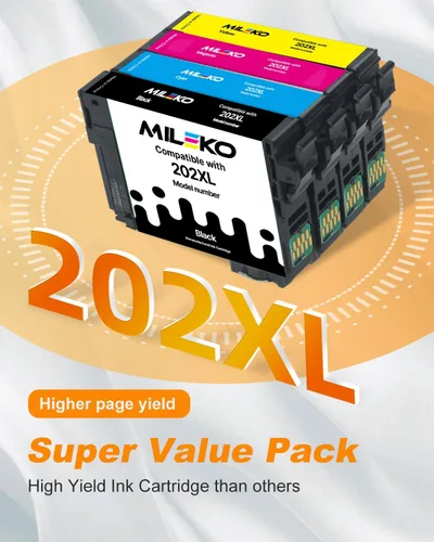 Vista 4 de 202XL - Cartuchos de tinta remanufacturados de repuesto para Epson 202 XL 202XL T202 XL T202 XL para usar con impresora de inyección de tinta todo