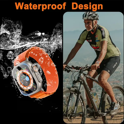 Vista 6 de COJOC Protector de pantalla para Apple Watch Ultra 2 / Ultra de 1.732 pulgadas, vidrio templado HD + marco de aleación de titanio, [Keep Original]