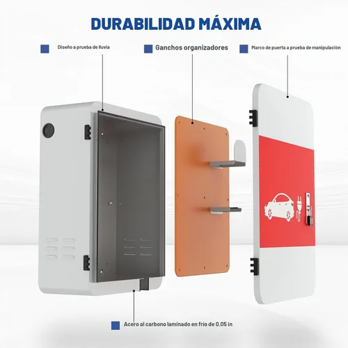 Vista 3 de POCHAR Protector de cubierta de cargador de vehículo eléctrico EV para Tesla Modelo Y Modelo 3- Conector de pared Estación de carga de acero EV