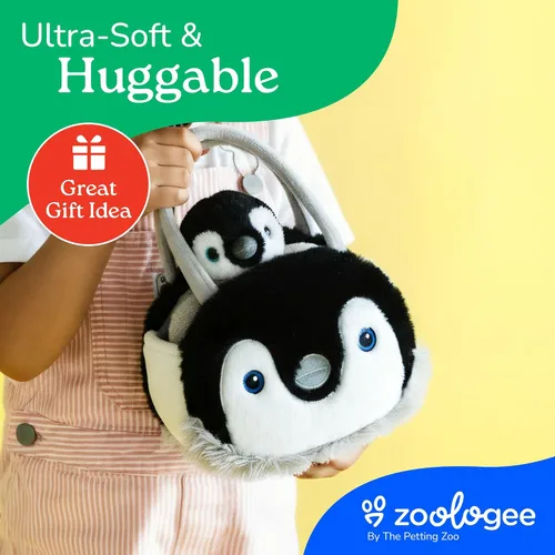 Vista 6 de The Petting Zoo Juego de peluche y bolso de peluche de pollo de pingüino, regalos para niños, juguete de animal de vida marina, juguete de peluche