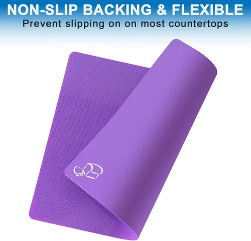 Vista 3 de 5 alfombrillas de plástico flexibles para tabla de cortar con iconos de alimentos, tablas de cortar sin BPA para cocina, alfombrilla de corte