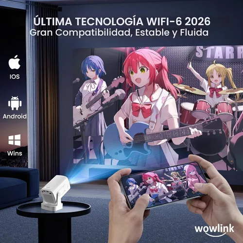 Vista 6 de [Enfoque automático y aplicaciones nativas y integradas de 1080P Proyector compatible con WiFi 6 Bluetooth 5.4 Mini proyector portátil compatible