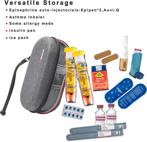 Vista 4 de RLSOCO EpiPen - Estuche de transporte para niños y adultos: entrenador EpiPen, bolígrafo de insulina, bolígrafo JEXT, Auvi-Q, antihistamínico