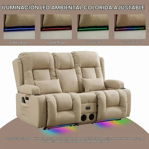Vista 9 de TUNYI - Sofá reclinable de dos plazas con masaje y calor