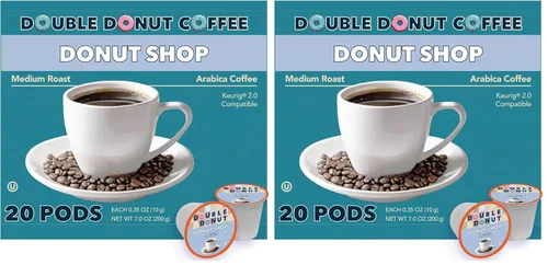 Vista 78 de Double Donut Coffee Cápsulas de Café Half Caff, Cápsulas de Café de Media Cafeína de Porción Individual para Cafeteras Keurig K Cup, Tostado Medio