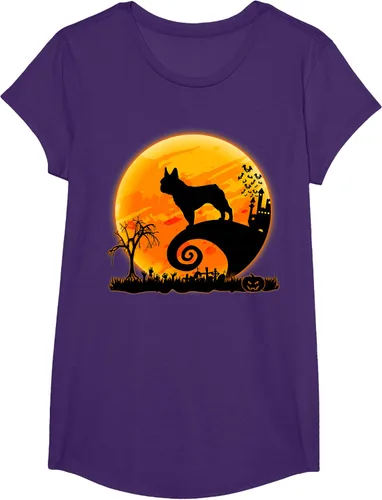 Vista 65 de Camiseta divertida de disfraz de Halloween para perro y luna de Bulldog francés, Negro, S