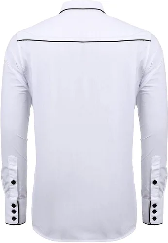 Vista 4 de Coofandy Camisa de hombre de manga larga ajustada con bordado casual de botón