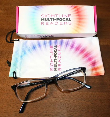 Vista 6 de Sightline Lentes de lectura multifocal, color gris a cristal desvanecido, potencia progresiva, calidad premium, marco de acetato Cory