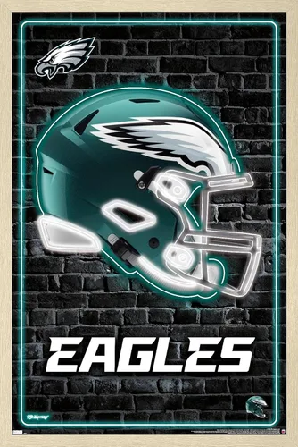 Vista 5 de NFL Philadelphia Eagles - Póster de pared con casco neón 23, 34 pulgadas de largo x 22.4 pulgadas de ancho, versión premium sin marco