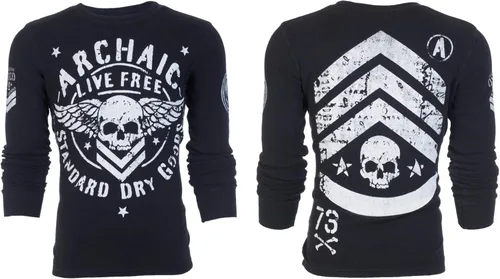 Vista 2 de Archaic by Affliction - Camisa térmica de manga larga para hombre, Negro