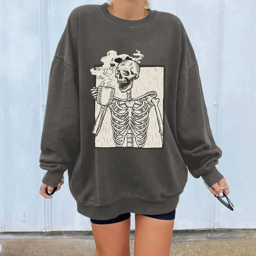 Vista 3 de Fronage Suéter de manga larga con estampado floral para mujer, cuello redondo, casual, holgado, con estampado vintage