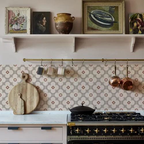 Vista 50 de Alwayspon 12 calcomanías de azulejos de pared retro florales mate para transferir, despegar y pegar, calcomanías de vinilo autoadhesivas