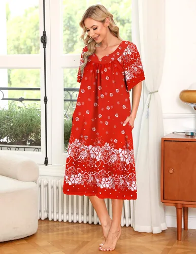 Vista 3 de Ekouaer Vestido de casa con bolsillos para mujer