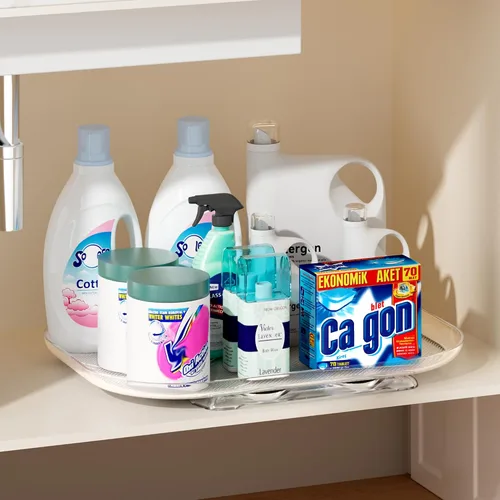 Vista 8 de Heartspin Lazy Susan para organizadores y almacenamiento de refrigerador, 14.56 x 11 pulgadas, organizador transparente para cocina, gabinete