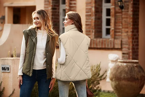 Vista 5 de MEROKEETY Chaleco acolchado de invierno para mujer 2024 con cuello alto, con cremallera, con bolsillos