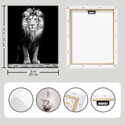 Vista 2 de Lienzo decorativo para la pared de vida silvestre en blanco y negro, juego de 4 pósteres enmarcados de animales de safari africanos, 8 x 10