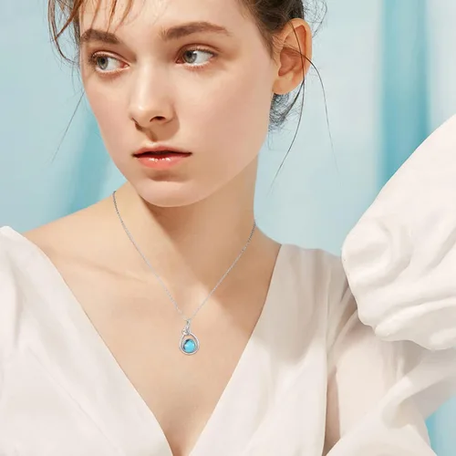 Vista 6 de AOVEAO Collar turquesa, plata de ley S925, corazón celta, nudo lágrima, collares para mujer y niña, Plata, no saber