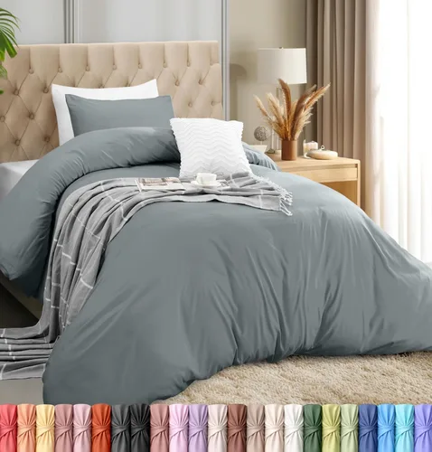 Vista 14 de Utopia Bedding Juego de funda de edredón con fundas de almohada, funda de edredón de 2 piezas con cierre de cremallera, 1 funda de edredón con 1