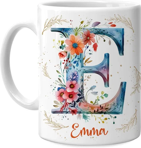 Vista 7 de Hyturtle Taza de café personalizada con inicial con nombre, monograma de cumpleaños, regalos de Navidad para niñas y mujeres, letra A del alfabeto
