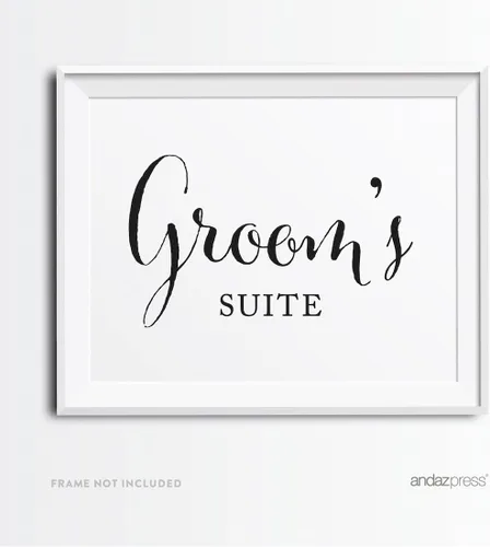 Vista 3 de Andaz Press Letreros de fiesta de boda, impresión formal en blanco y negro, 8.5 x 11 pulgadas, suite de novia, vestidor, paquete de 2