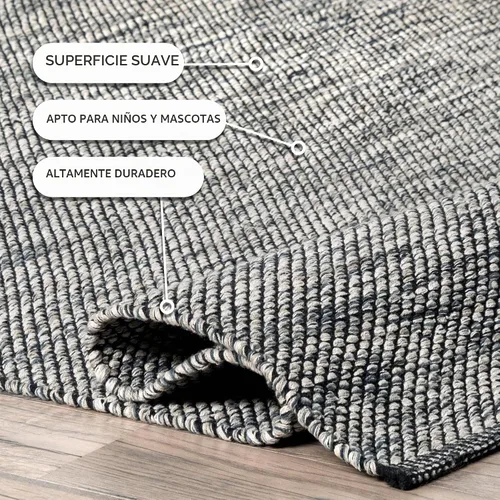 Vista 4 de nuLOOM Alessi - Alfombra decorativa de algodón sólido de granja, 2 x 3, color gris