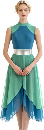 Vista 6 de Vestido de baile de alabanza litúrgica con bloques de color para mujer y túnica sin mangas Azul B