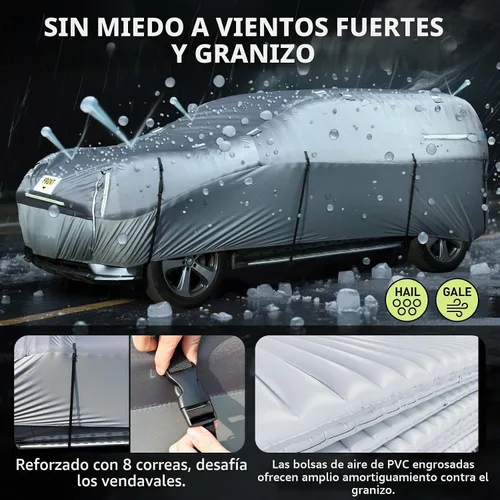 Vista 2 de WARSUN Funda protectora para coche hermética contra granizo con bolsa de aire de PVC real engrosada Funda protectora para coche resistente contra