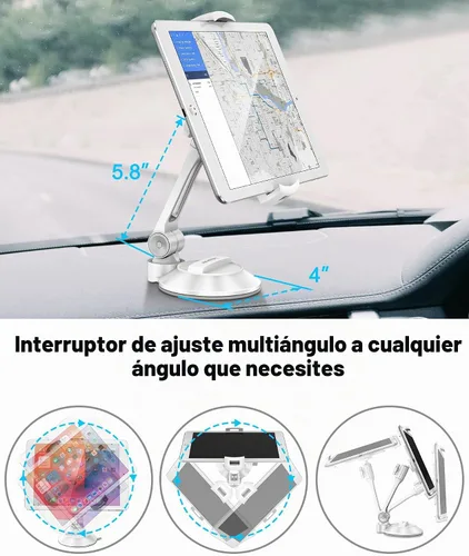 Vista 5 de AboveTEK Soporte de succión para iPad, soporte para tableta de teléfono con ventosa se adapta a tabletas de 4 a 11 pulgadas, iPad mini/aire, soporte