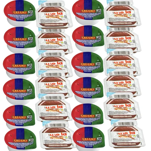 Vista 5 de Tazas para untar de mantequilla de maní y cacao con avellana – 24 paquetes de aperitivos de desayuno individuales – Tazas de porciones individuales