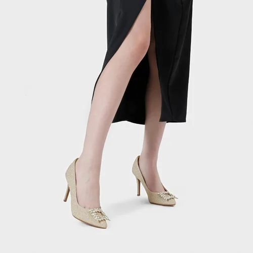 Vista 5 de DREAM PAIRS Zapatos de vestir de novia con punta cerrada para mujer, tacón de aguja brillante y sexy con punta puntiaguda