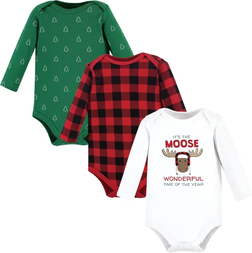 Vista 82 de Hudson Baby Body unisex de algodón de manga larga para bebé, leopardo rosa rojo