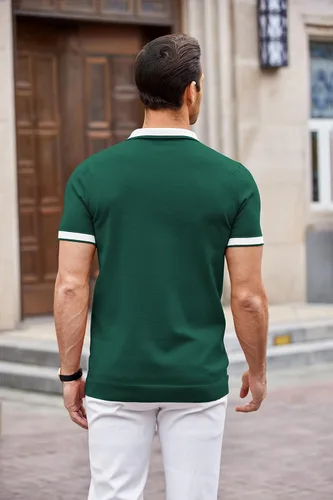 Vista 4 de COOFANDY Polo de manga corta para hombre, camiseta de tenis de golf, casual, ajustada, para verano
