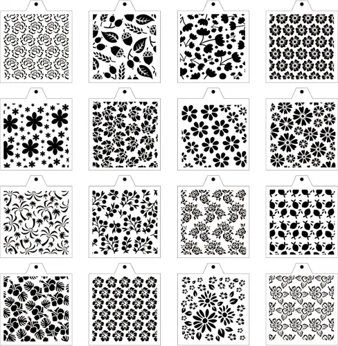 Vista 4 de 16 piezas de plantillas de horneado de 5.5x5.5 pulgadas para glaseado real, galletas de aerógrafo; plantillas de galletas de azúcar, pintura