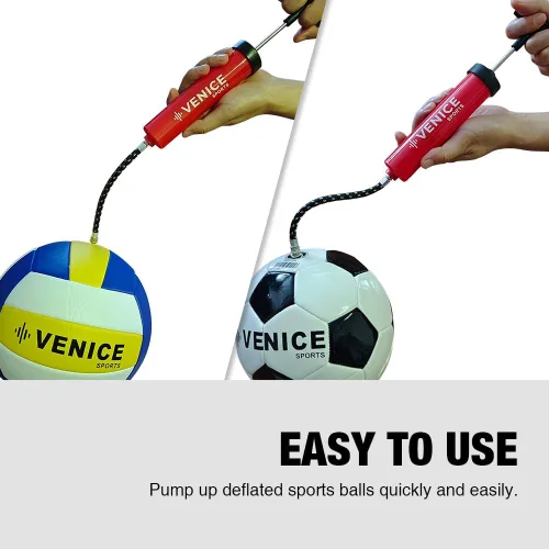Vista 4 de Kit de bomba de bola de 8 pulgadas, perfecto para pelotas de fútbol, voleibol, baloncesto, fútbol y más, kit completo de bomba de mano con agujas