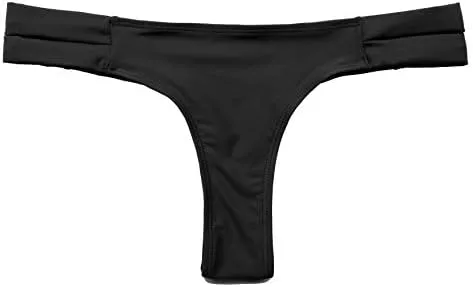 Vista 4 de SHEKINI Parte inferior de bikini con tiras de tiro bajo, tanga brasileña sexy para mujer